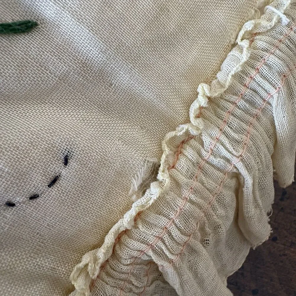 Vtg Pillow 1920s Era Flapper Southern Belle Hand Embroidered Cottagecore AS IS